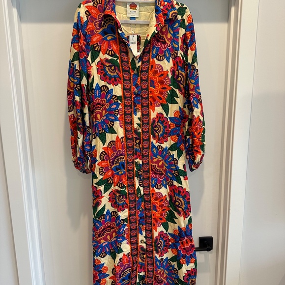 Farm Rio Long-Sleeve Button-Front Midi Dress - Picture 3 of 5